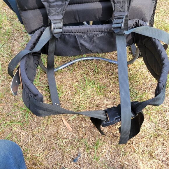 Vintage Jansport External Frame Backpack Blue Leather Patch Hiking Trail Backpac - Picture 6 of 16